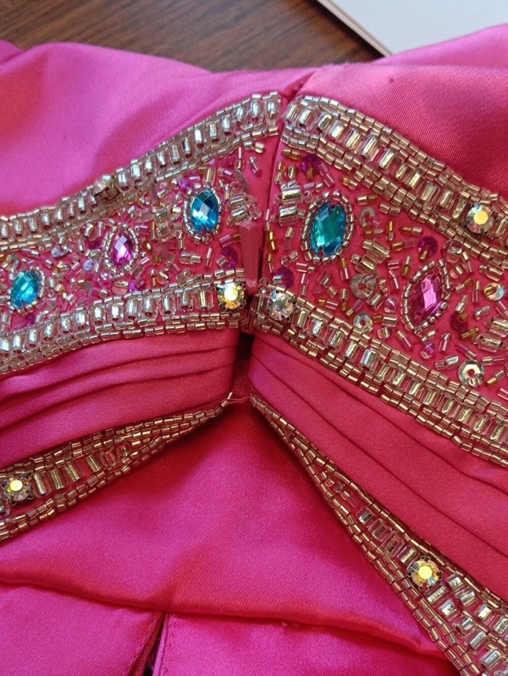 Riva Designs Hot Pink Beaded Halter Maxi Gown - Picture 9 of 10